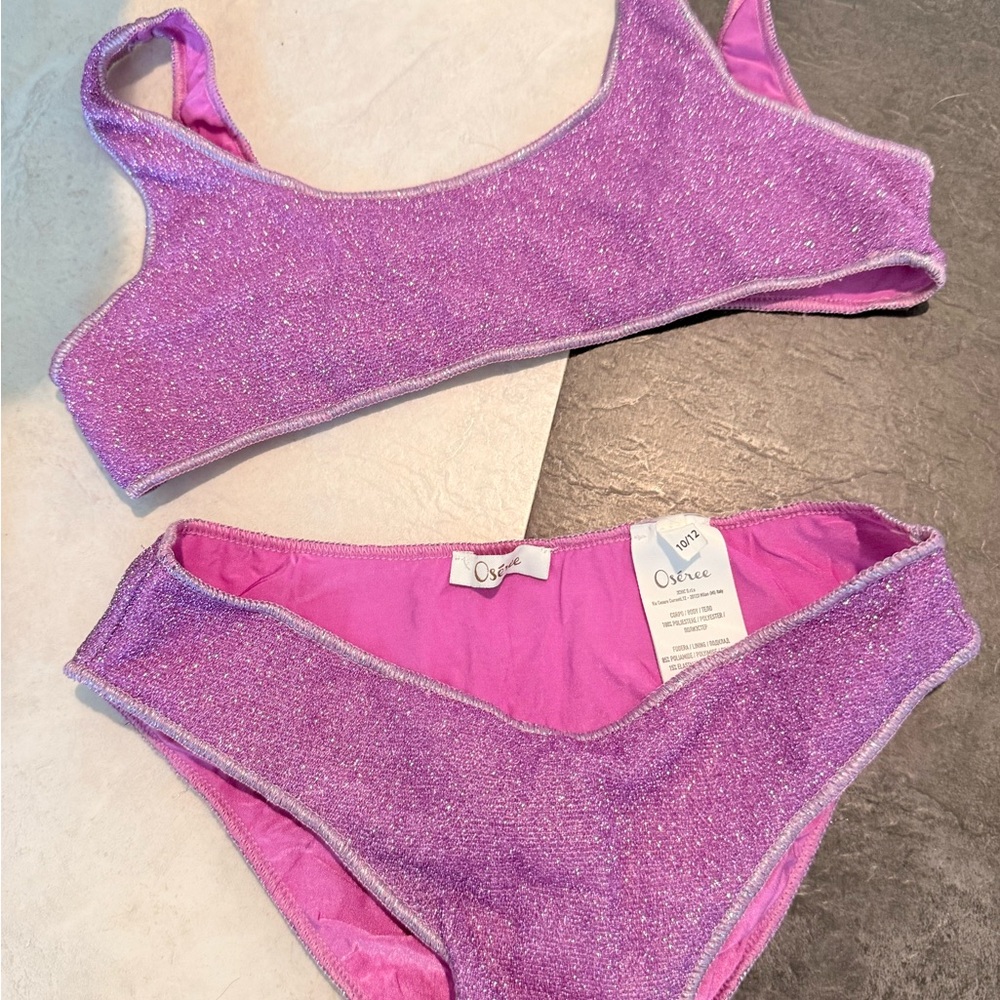 Oseree Girls Sparkle Lavender-Pink Two-Piece Bikini